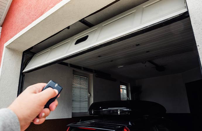 Garage door opening with remote and car inside