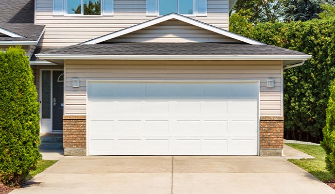Residential white sectional garage door