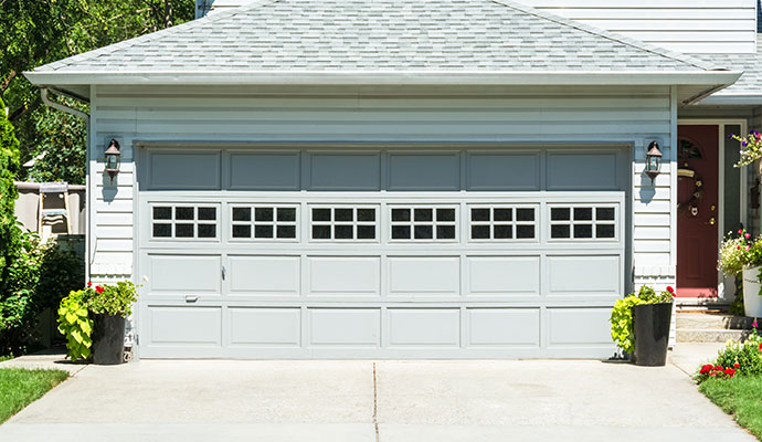 White panel garage door with windows