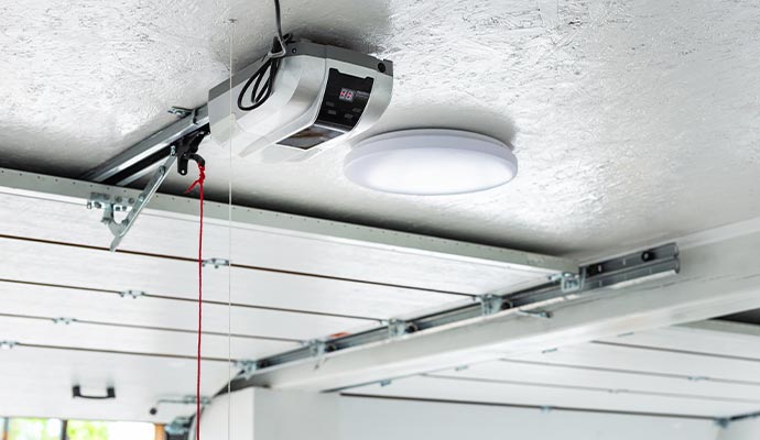An installed garage door opener
