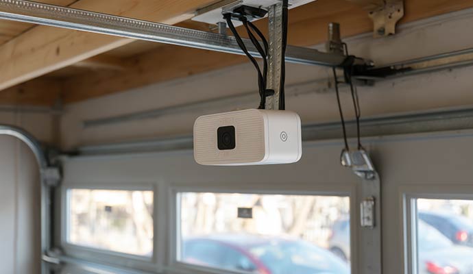 Smart garage door security camera