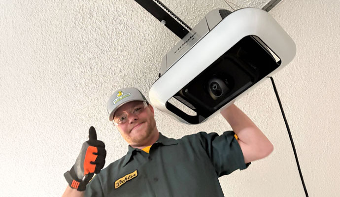 Technician with smart garage door opener camera