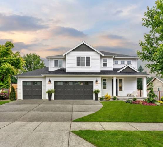 Two dark garage doors