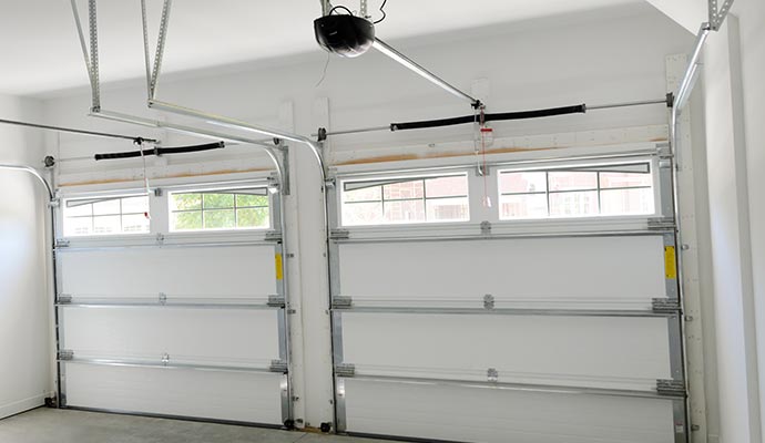 A newly installed garage door