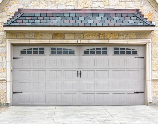 Front view of a closed residential garage