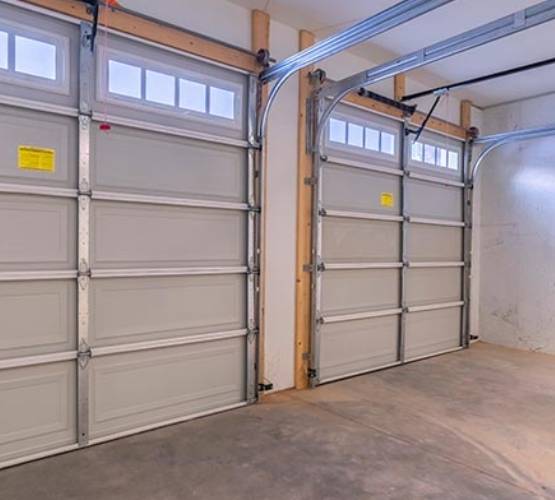 A newly installed garage door