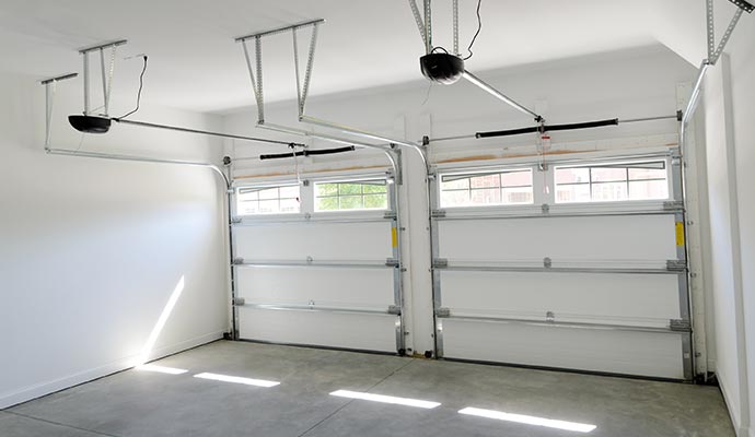 Interior view of a two-car garage door