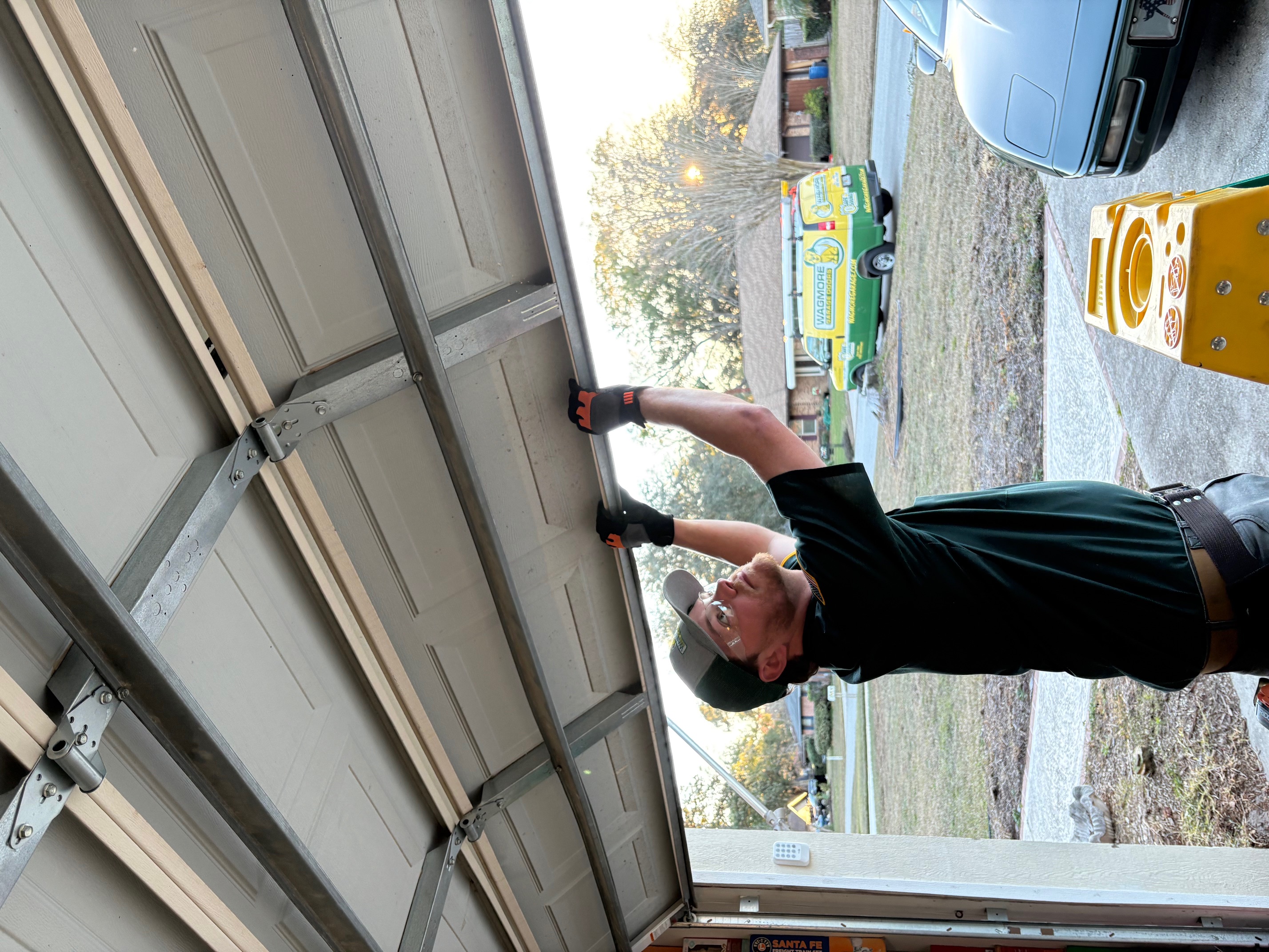 Deklin investigating garage door