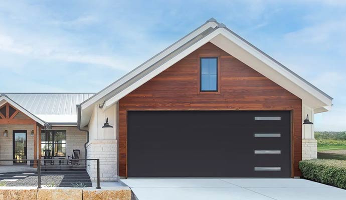 Modern farmhouse black garage door