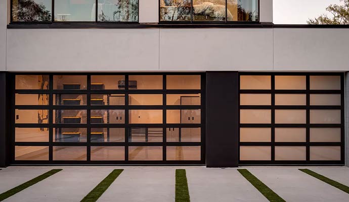 Modern full view glass garage doors