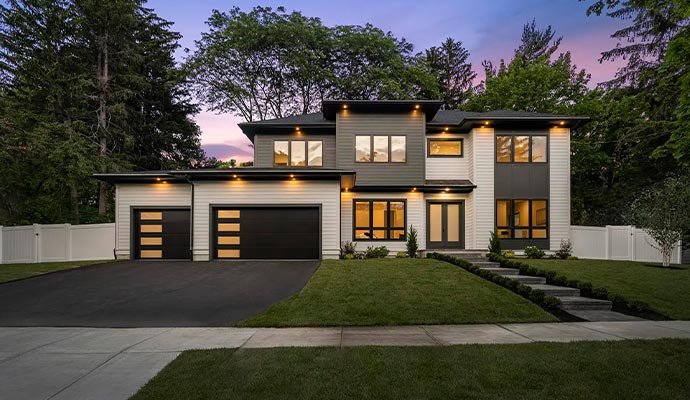 Modern house with double garage