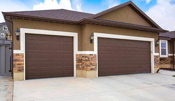 Brown raised panel garage doors