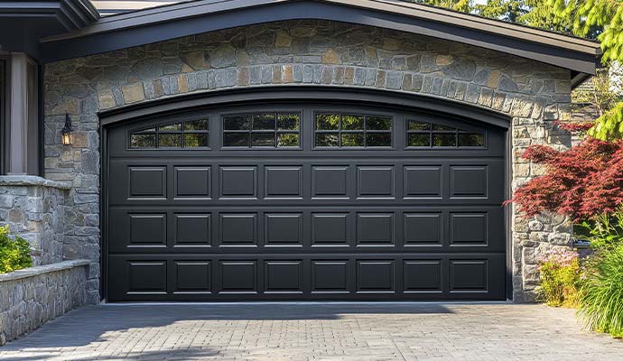 Modern black garage door