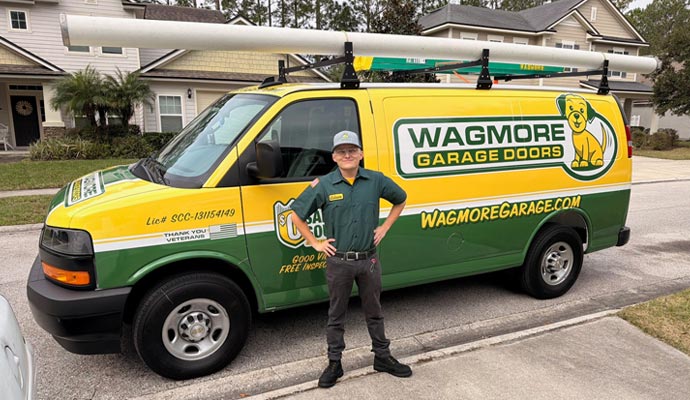 Wagmore Garage Doors service van with team member