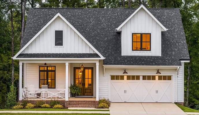 White modern farmhouse carriage garage door