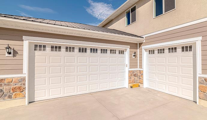 White raised panel garage doors